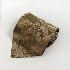 Countess Mara Men's Necktie Tie Silk Gold Embossed‎ Geometric